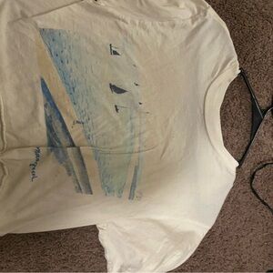 Cream Graphic T-Shirt with Sailboat Design